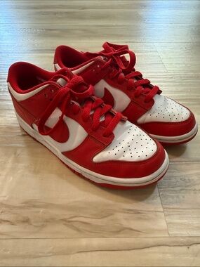 Nike Red and White Low-Top Sneakers